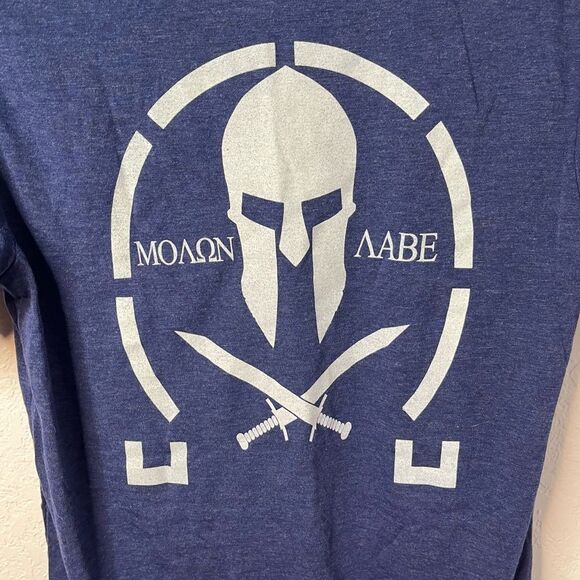 Canvas Men’s Premium Ultra Thin Molon Labe Blue Graphic T-Shirt Size Small NEW! - Picture 3 of 6